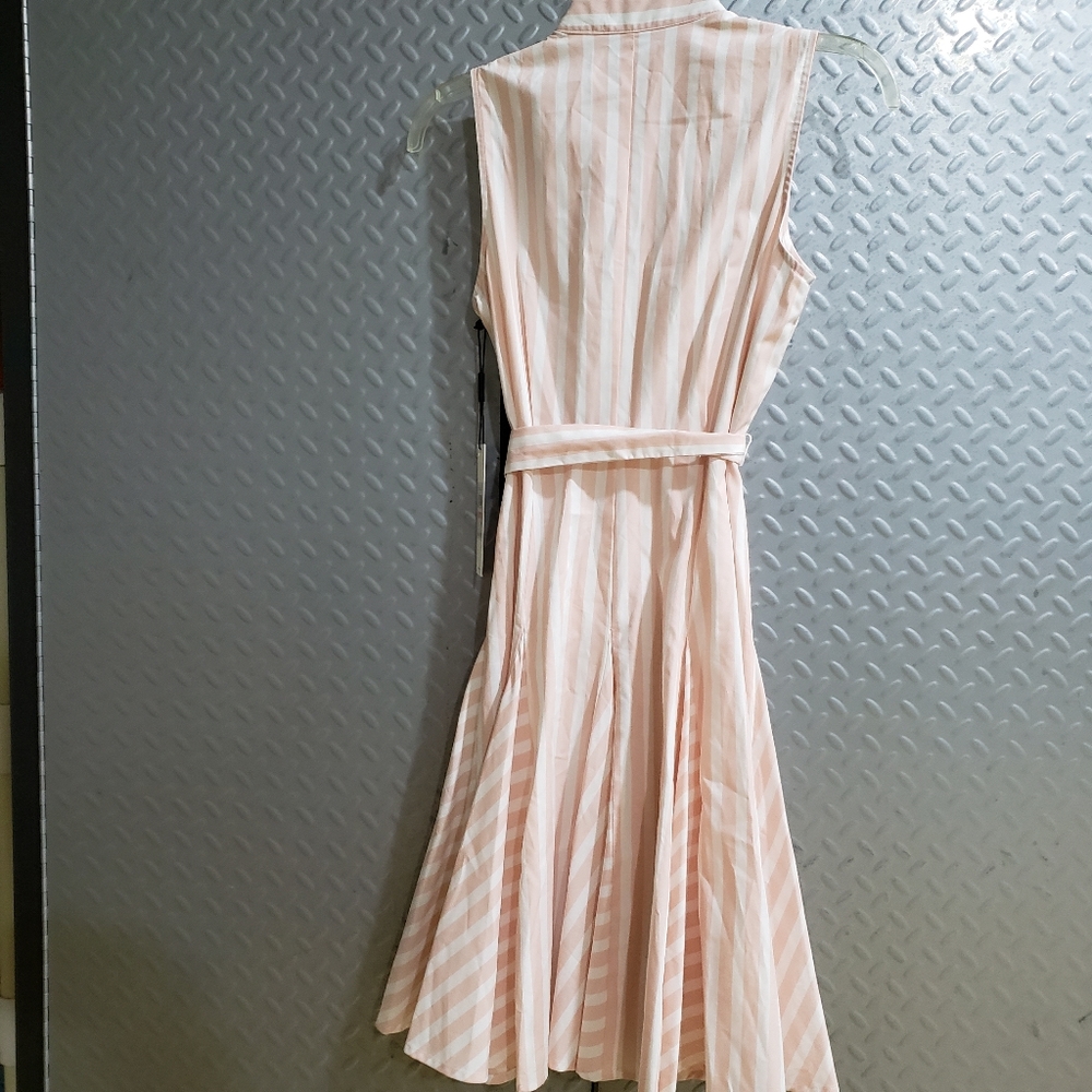 NWT CALVIN KLEIN cream/white striped shirt cotton dress (2) - Picture 4 of 15